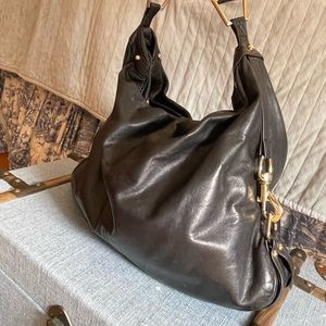 Rebecca Minkoff Y2K Nikki Ebony Black Leather Slouchy Hobo Shoulder Bag Big Tote